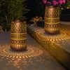Solar Lantern Outdoor Hanging Lights, Moroccan Metal Hollow-Out Solar Lantern