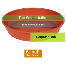 Plant Saucer 6 Inch 4 Pack 6 8 10 12 14 16 18 20 25, Plastic Plant Trays for Pots，Extra-Deep Plant Water Dray Tray, Bird Bath Bowl, Heavy Flower Plant saucers Indoors and Outdoor No Holes 6in-4 red