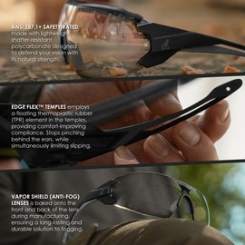 EDGE Eyewear Taven: Z87 Safety Glasses for Men, Clear Anti-Fog Safety Glasses, Protective Eyewear with Comfortable Secure Fit