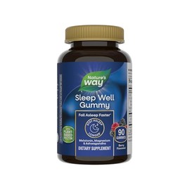 Natures Way Gomitas Sleep Bien, apoyo para dormir para adultos, con melatonina, ashwagandha y magnesio, sabor a bayas, 90 gomitas                     