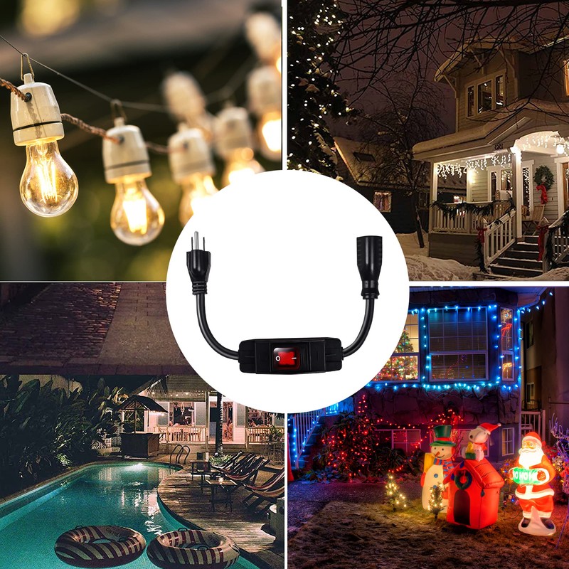Outdoor Waterproof On/Off Switch Extension Cord, Heavy Duty 125v/250v Black