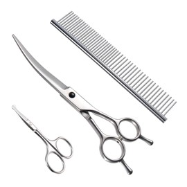 LESNIC Trimming Scissor Curved Scissor Comb, Mini Scissors, Cat Dog Trimming Scissors, Pet Scissors, Easy and Safe, Pet Scissor Curved Scissors (Scissors Case Included)
