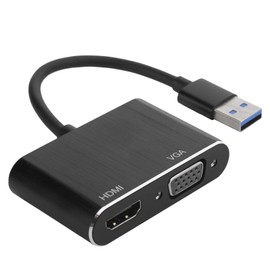 USB to HDMI VGA Adapter, 1920 X 1080P USB 3.0 to HDMI Converter, 5Gbps USB to HDMI and VGA Female Video Adapter, Plug and Play
