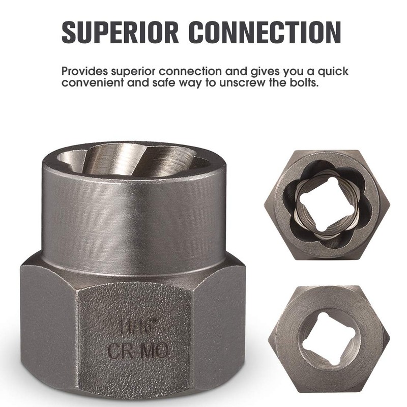 REXBETI Impact Bolt & Nut Remover Set, 13+1 Pieces Bolt