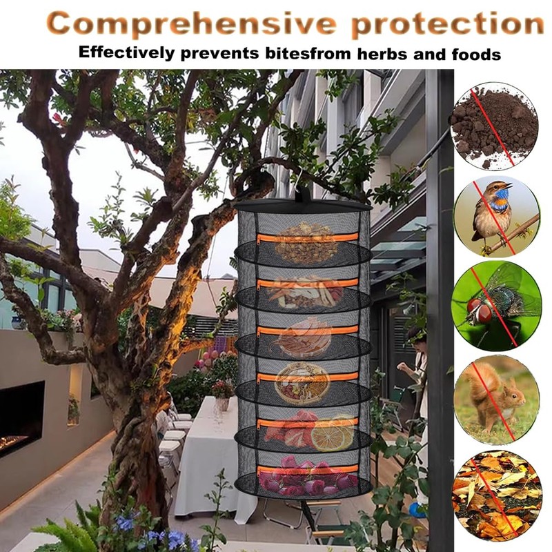 Cerkkapo Drying Net Herbs, 6-Layer Herb Dryer Hanging, Foldable Drying