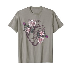 Anatomical Heart Floral Cute Roses Human Anatomy Love Nurse T-Shirt