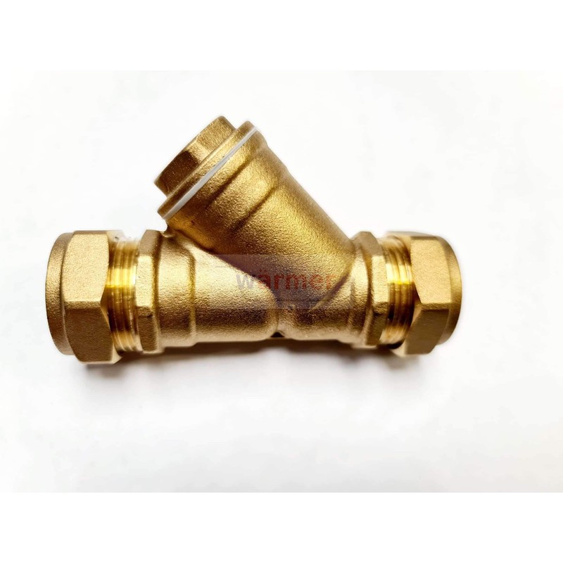Brass Compression 15mm 22mm Inline Y Strainer with Stainless Steel