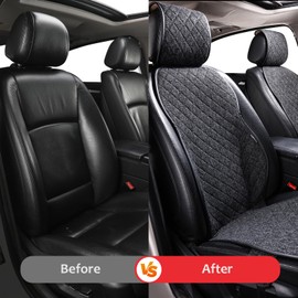 MIROZO Front Seat Covers, Universal Linen Car Seat Cover Breathable and Comfortable Automotive Seat Cover Car Seat Protectors for Cars Trucks SUV(Black,1PCS)