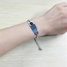 Yongxu Adjustable Health Alert Bracelet Cubic Zirconia Emergency Medical Alert ID Band for Women - Medical Information & Health Status in Crisis Wristband