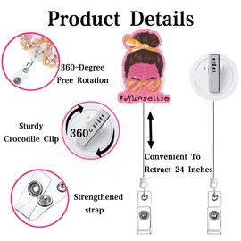 Funny Nurse Life Badge Reel Retractable for Nurse Women Pink CNA RN Nursing Healthcare Badge Holder Fun Office Student LPN Medical Assistant Badge Clip ID Card Accessories for Work