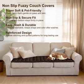 Luxshare Home Couch Cover for Dogs, Washable Non-Slip Fuzzy Thick, Pet Friendly Sectional Sofa Protector with Anti-Slip Backing, Perfect as Dog Gifts,27.6"x56",Chocolate