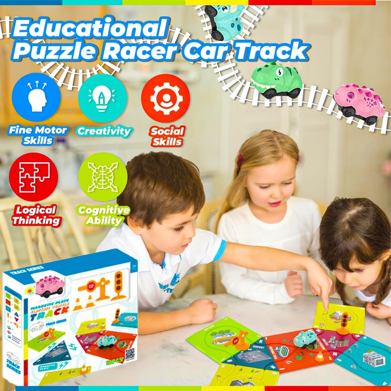 Marlo & Buzz Puzzle Racer Kids Car Track Play Set,