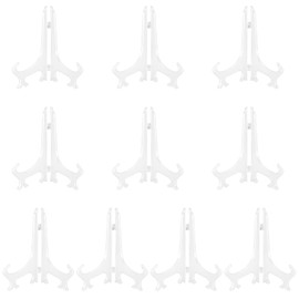 ZEONHAK 10 Pack 8 Inch Plastic Easels Plate, 20cm Clear Plate Display Stands, Plastic Easel Plate Stands for Displaying Pictures, Plates, Placecards