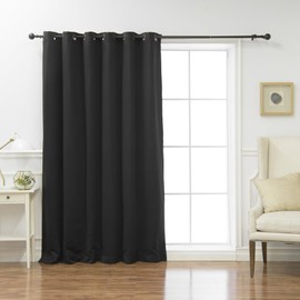 Best Home Fashion Premium Wide Width Thermal Insulated Blackout Curtain - Antique Bronze Grommet Top - Black - 80" W x 84" L - (1 Panel)