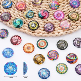 I LOVE MOM Pack of 50 Muggle Stones Colourful 25 mm Mixed Colour Glass Stones Mosaic Dome Glass Cabochons Glass Stones Decoration for Jewellery Making Photo Jewellery Home Decoration Flower Series