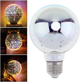 Filament Fireworks Light Bulb 3D Colorful RGB Decoration LED Bulb 4W Edison Bulb Shape Like Sharp Diamond for Party Home Christmas Holiday Festival Decor Novelty Lamp