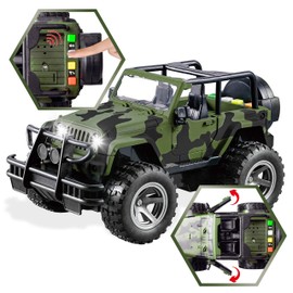 JOYIN Military Vehicles Toy Set of Friction Powered Transport Helicopter and Military Truck with Light and Sound Siren and Army Men Soldier Action Figures for Kids, Presents for Kids