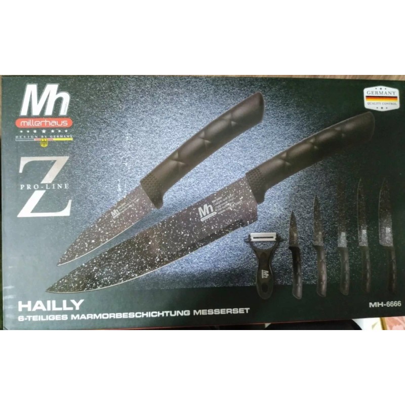 CL Set Cuchillos Millerhaus Pro Line Recubrimiento Ceramica Neg