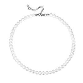 U7 Freshwater Pearl Bead Necklace for Women Girls Choker Necklaces with White Pearls Jewellery 16 inch