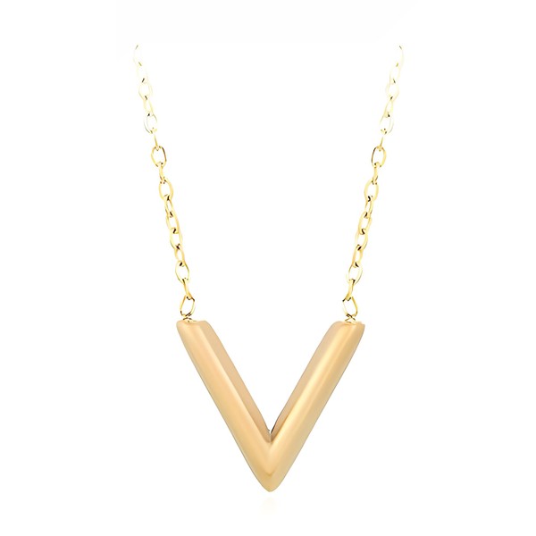 EVE Jewellery Initial V Necklace for Women , 14K Gold