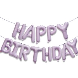 KALOR Pastel Purple Happy Birthday Balloons Banner,16 Inch Mylar Foil Letters Sign,Reusable Balloons for Women, Men, Boys & Girls Birthday Decorations Party Supplies