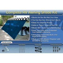 RV Awning Screen Room Awning Shade Complete Kit 8x20 (Blue)