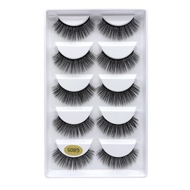 Wispy Lashes False Eyelashes Natural Look Short Fluffy Faux Mink Eyelashes Wispies Ripple Strip Lashes Pack, 5 Pairs (G805-10-16mm)