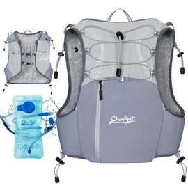 Running Hydration Vest Backpack,Lightweight Insulated Pack with 1.5L Water Bladder Bag Daypack for Hiking Trail Running Cycling Race Marathon for Women Men Gray