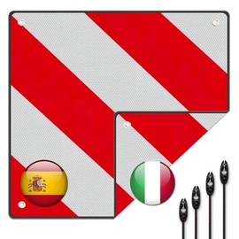 Warning Sign, 2-in-1 Warning Sign Italy Spain with 4 Tension Ropes, 50 x 50 cm Warning Sign Bicycle Carrier for Rear Carrier, Trailer, Caravan, Car, Motorhome