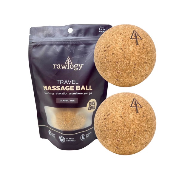 Travel Cork Massage Ball | Lightweight, Sustainable Alternative to Lacrosse Ball for Muscle Pain Relief (2.5 Inch (Pack of 2), Sanded Cork)