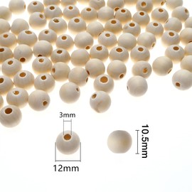 TOAOB 12mm 100 Stück Holzperlen Runde Natürliche Lose Spacer Perlen für DIY Schmuck Herstellung