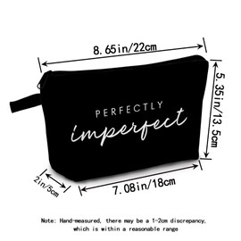 MoCaliduccious Makeup Bags for Women Cosmetic Bag Small Travel Toiletry Zipper Storage Pouch Perfectly imperfect Organizer for Gifts (Black)