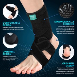 Welnove Foot Drop Brace with Arch Support – AFO Ankle Support for Walking to Aid Lower Limb Stability Due to Drop Foot, MS, TBI, Spinal Cord Injury, and Cerebral Palsy (Left)