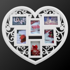 PrimoLiving Heart Photo Frame Collage P-048 - Photo Frame in Heart Shape White 36 x 32 cm - for 6 Photos in 6 x 9 Format