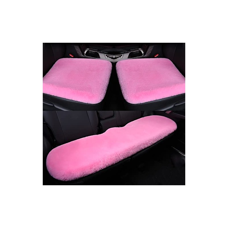 SPANICE 3 pcs/Set Car Seat Covers Fluffy Wool Car Interior