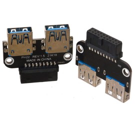 HTGuoji USB 3.0 Motherboard Adapter, USB 3.0 19Pin/20Pin Female Header to Dual USB 3.0 A Type Female Splitter Motherboard Converter for PC Motherboard Mainboard - 480Mbps