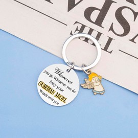 UVIBEW Guardian Angel Gifts For Men Boyfriends Him Car Keychain Accessories Birthday Gifts For Boys Bible Verse Keychain Gift For Dad Son Grandson Grandpa Christmas Valentines Day Souvenirs