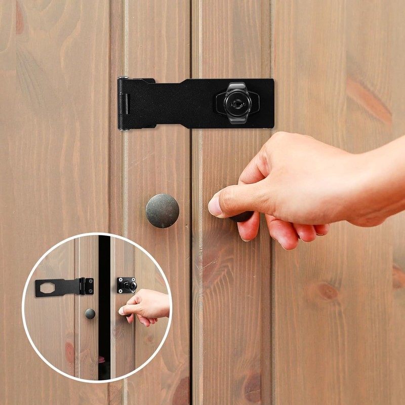 Keyed Hasp Latch Lock, 1 Pack Twist Knob Keyed Locking