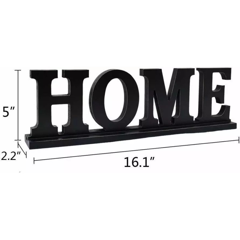 Attraction Design Black Wood Home Letter Cut-Out Standing Tabletop Sign