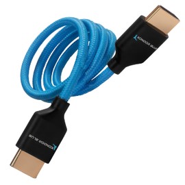 KONDOR BLUE 4K HDMI a HDMI Cable trenzado delgado largo recto para monitores en cámara, tarjetas de captura + más 4K/60hz Metadatos 3D HDR de 18Gbps 2' pie Azul, KB_HDMI2.0_2_FBA