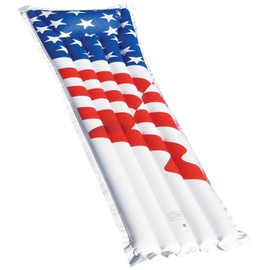 72-Inch Inflatable White and Red American Flag Swimming Pool Air Mattress