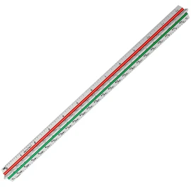 12" Architectural Scale Ruler Aluminum Architect Scale Triangular Scale Ruler for Architects, Draftsman, Students and Engineers, Color-Coded (1 Pack)
