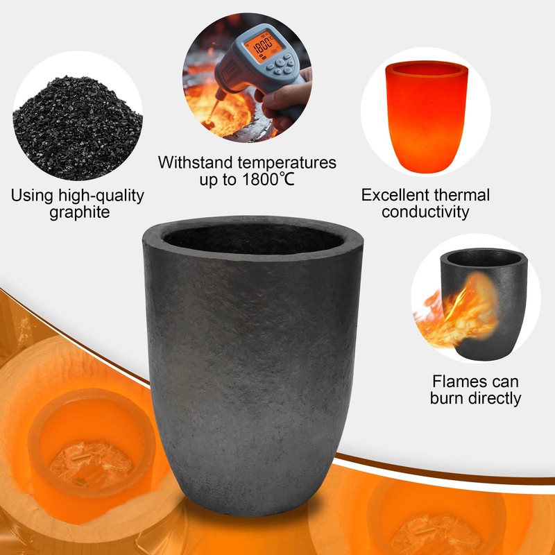 Nelyrho #15-33lbs-15kg Premium Graphite Crucible, Silicon Carbide Clay Crucible Cup