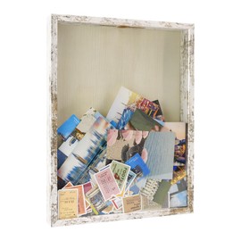 FramePro Shadow Box Seashell Collection White 12x16 Top Loading Display Case Frame with Slot, Movie Travel Sporting Events Concert Ticket Stubs Drink Beer Caps Memory Keepsake Box