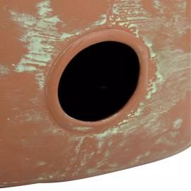 Gilbert &amp; Bennett metal 150 ft. bird motif hose holder pot container with lid - brown