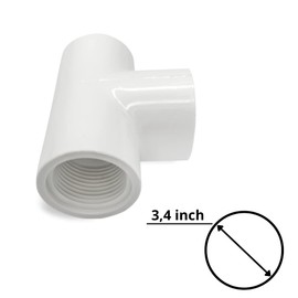3/4 PVC Tee Pipe Fitting Sch 40-3/4 Inch Socket x 3/4 Inch FNPT x 3/4 Inch Socket PVC Tee - PVC Tee 3/4 Inch for Plumbing - PVC Pipe Connectors - PVC Pipe Fittings