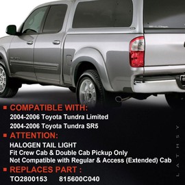 Tail Light Compatible With 2004 2005 2006 Toyota Tundra Crew & Double Cab Pickup Rear Light Taillight Left Driver Outer Side Replace TO2800153 815600C040