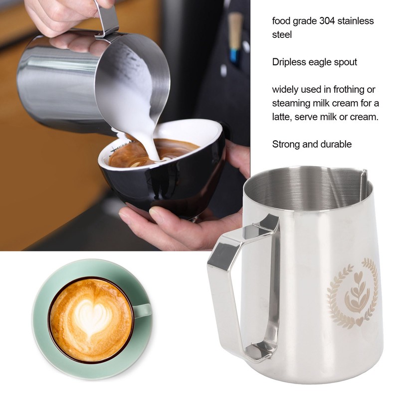 Milk Frothing Pitcher Stainless Steel Frother Jug Mixing Cup Pot