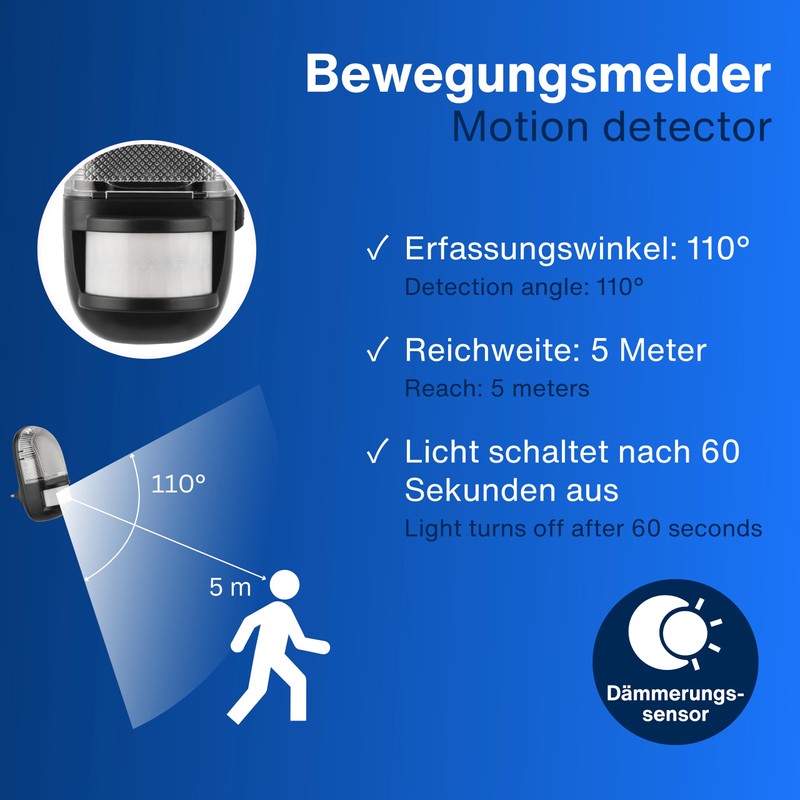 REV Night Light Socket Lamp with Motion Sensor, Detection Range