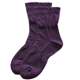 [Walking Bran Bag] Women's Non-Binding Socks, Rice Bran Fiber, Moisturizing, Opening, Loose Socks, Solid, Made in Japan, Gift, 9.1 - 9.8 inches (23 - 25 cm) (Purple)